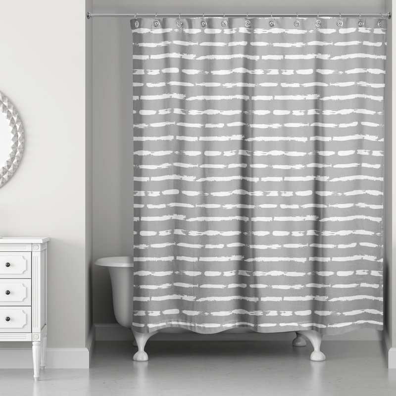 Striped Shower Curtain, Gray/White