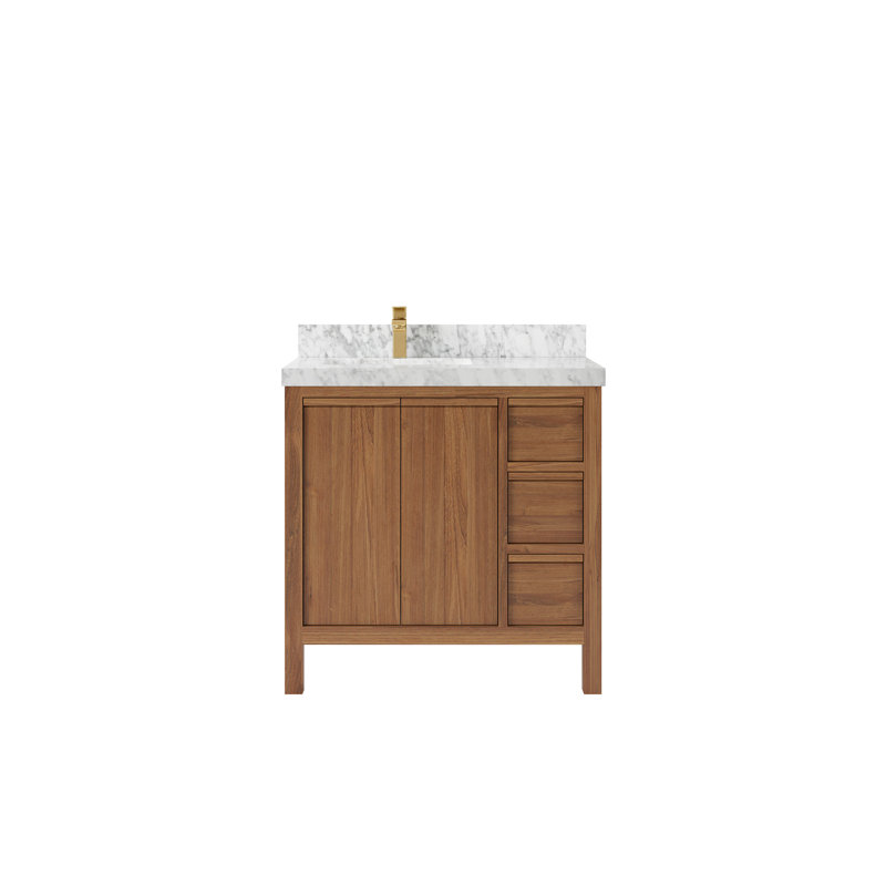 Teck Elizabeth 36 po X P 22 po De salle de bain Perle , Marbre de Carrare