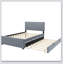 Lit plateforme double tapissier en velours avec lit gigogne simple-252496233