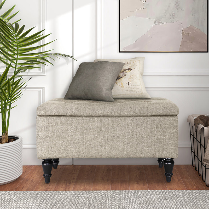 Banc de rangement rembourré Brenicia, Beige