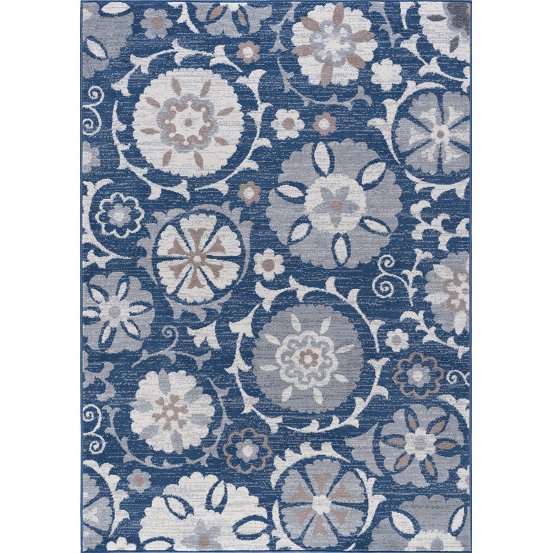 Tapis bleu marine Majoros, Rectangle 2 pi x 3 pi