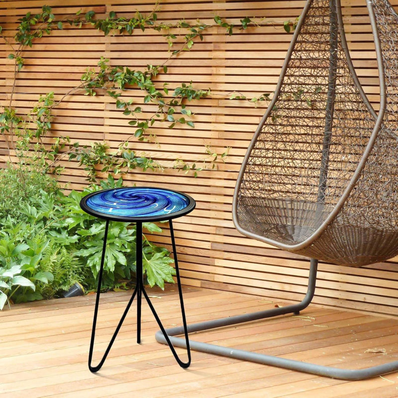Side Table Round End Table Metal Side Table Outdoor Porch Table For Indoor Balcony Furniture Decor, Blue
