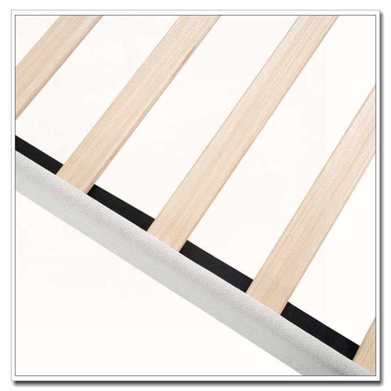 Structure de lit plateforme tapissier avec tête de lit haute 12 lattes en bois franc, Grand