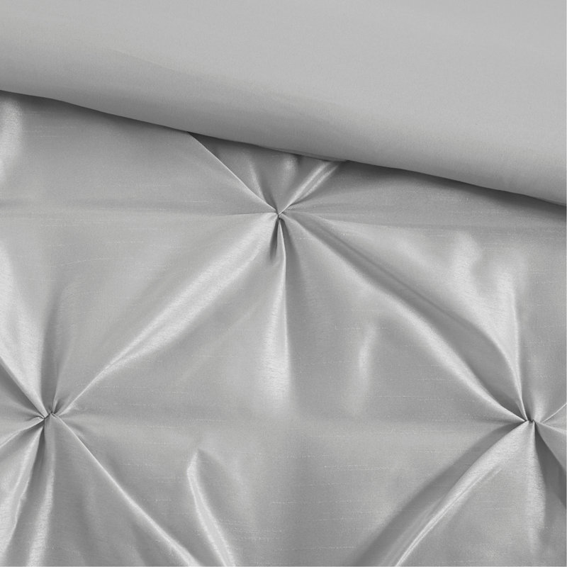 Ensemble d'édredon 7 pièces capitonné, Gris, Édredon de très grande taille et 6 pièces suppl