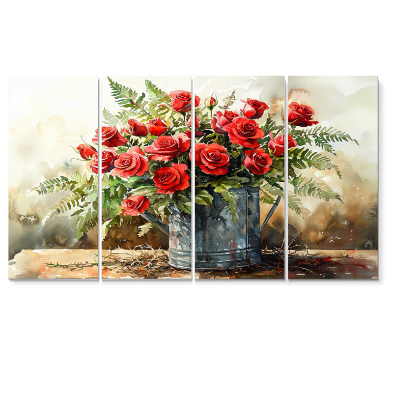 Hornsby - Roses, art mural - Art mural moderne sur toile, 4, H 28 po x l 48 po