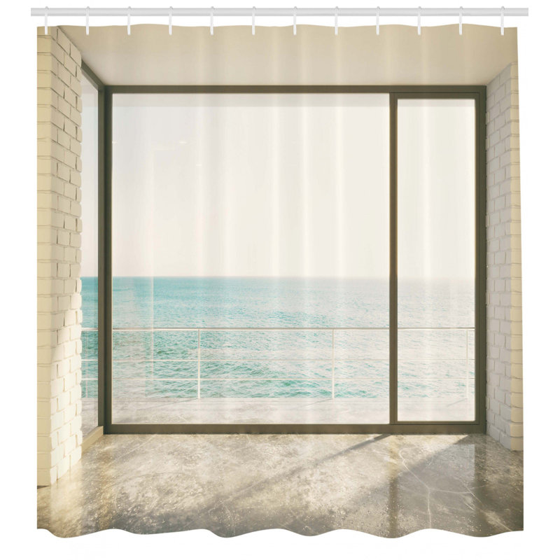 Ensemble de rideau de douche de plage + crochets, H 84 po x l 69 po