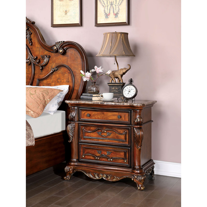 Table de chevet 3 tiroirs en bois Gladys