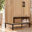 Meuble à chaussures Scribo à 5 niveaux en bois avec portes en rotin et étagères ouvertes - Rangement d'entrée
