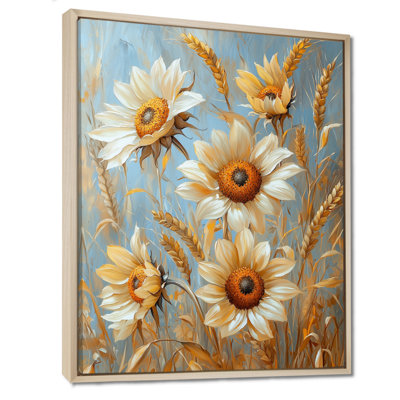 «Dirrick Sunflowers In The Wheat Barnyard IV - Sunflowers», reproduction sur toile encadrée