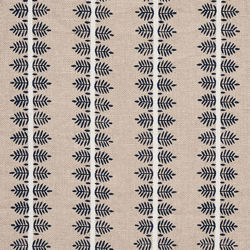 Tissu imprimé à la main Alva, Bleu