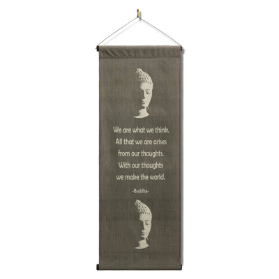 Rouleau de décoration murale inspirant, bannière «Buddha - We Are What We Think», citation inspirante, tapisserie inspirante