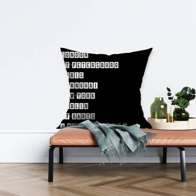 Table of Big Cities - Black & White – Throw Pillow Cover Only, Double-Sided Print, Insert Not Included