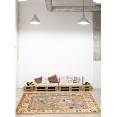 Tapis moderne gris Oushak 7 pi 11 po x 9 pi 11 po