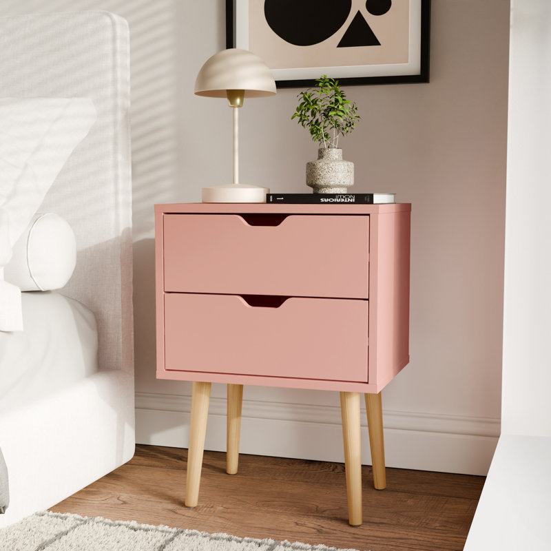 Lalani 40cm W Bedside Table, Coral Pink