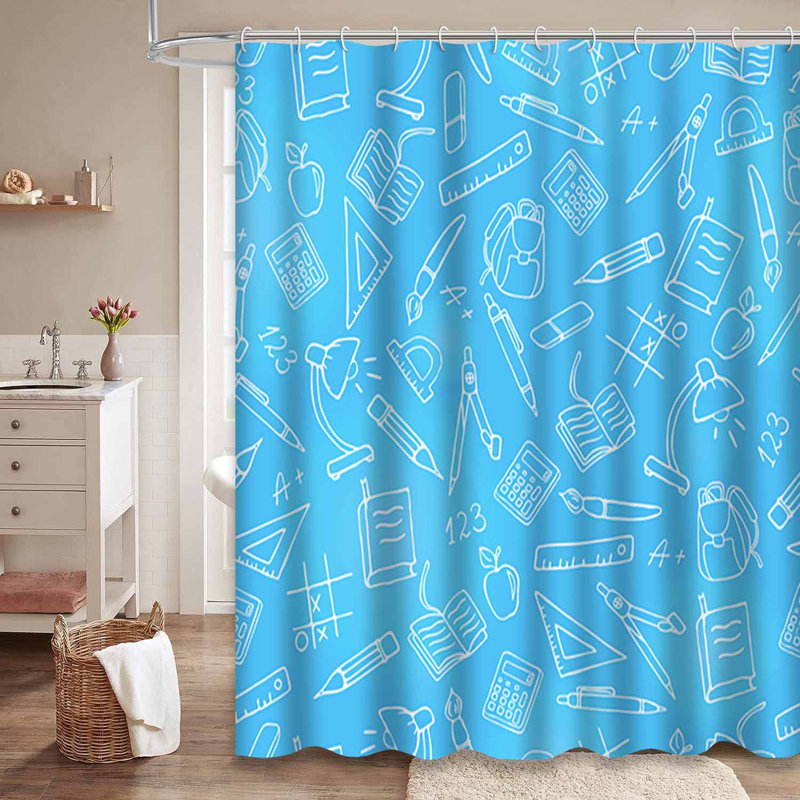 Rideau de douche à 12 crochets School, L 72 po x l 72 po