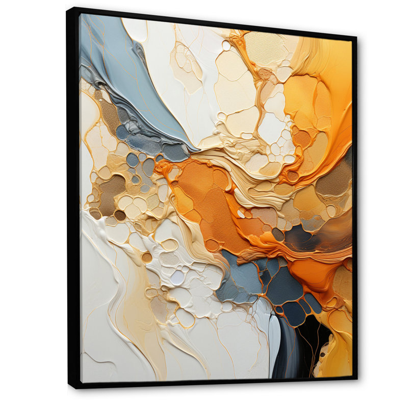 Orange orange, dessin au trait, expressionnisme abstrait - Art mural, H 32 po x l 24 po x P 1 po, Noir