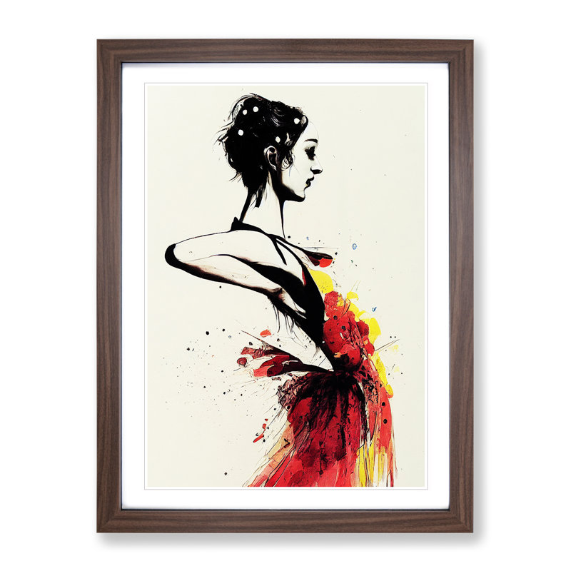 Artistic Woman - Single Picture Frame Painting, 64cm H x 46cm W x 2cm D, Walnut 