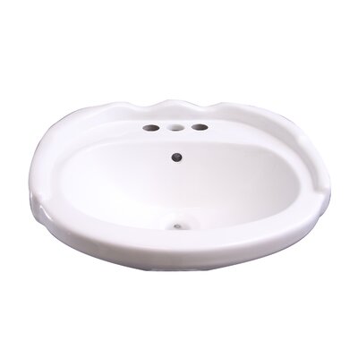 White Vitreous China Oval Wall Mount Bathroom Sink with Overflow -  Barclay, 4-3046WH