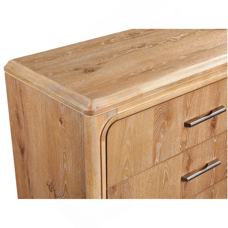 Mobilier de chambre à coucher en bois naturel avec commode à 6 tiroirs 1Pc