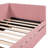 Pink Linen Fabric Upholstered Daybed With Twin Size Trundle, No Box Spring Needed Bed Frame