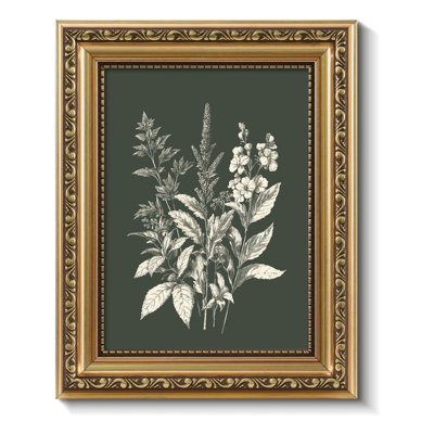 Gold Framed Botanical Floral Canvas, Modern Minimalist Wall Decor, 8×10
