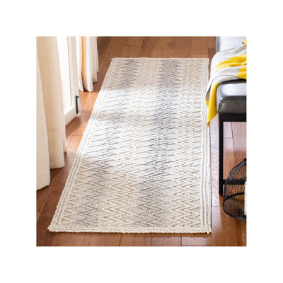Tapis bleu / noir en laine touffeté à la main Hamlin