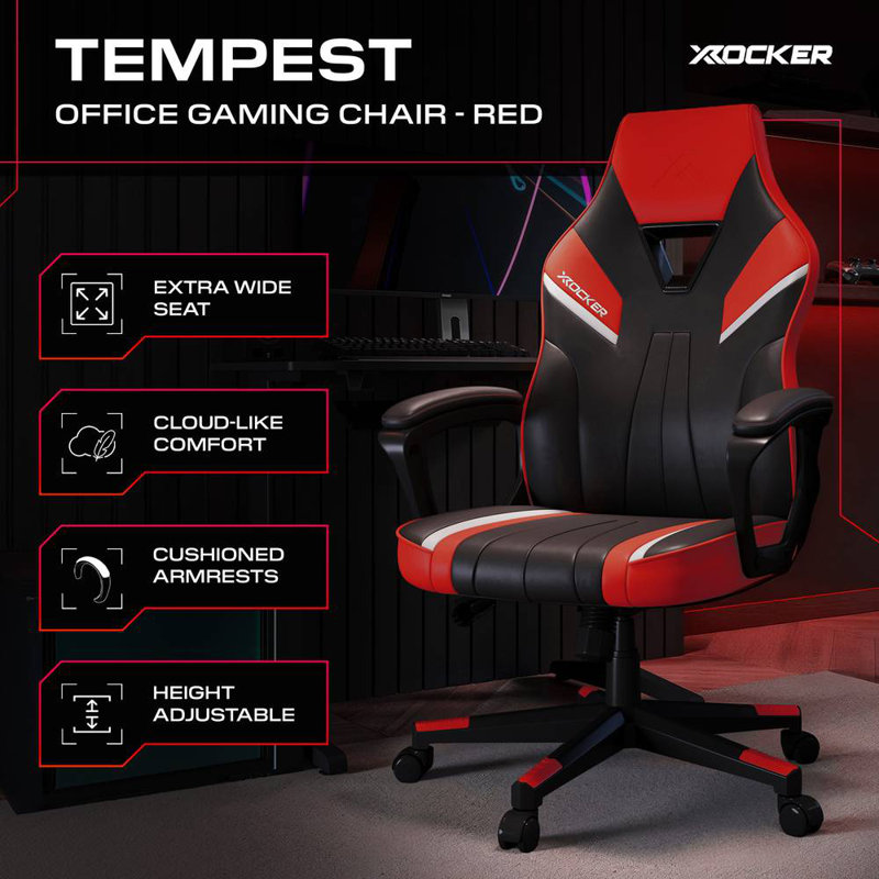 Tempest Ergonomic PC Office Gaming Chair, Red/Black