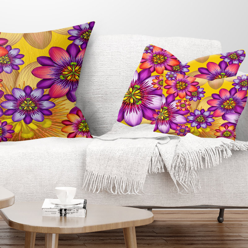 Passion Flowers Pattern - Floral Printed Throw Pillow
