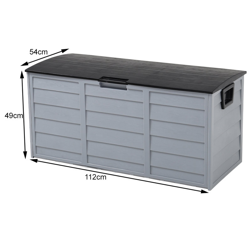 Plastic Garden Storage Box with Wheels, Black