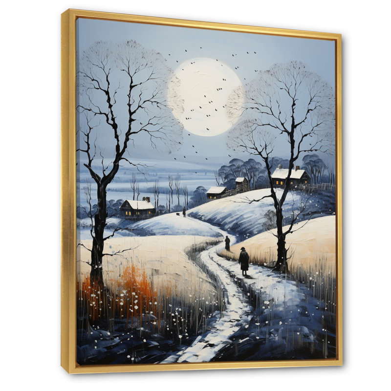 «Countryside Snowy Minimalisme Winter I», reproduction sur toile flottante, H 32 po x l 16 po x P 1 po, Encadrement doré