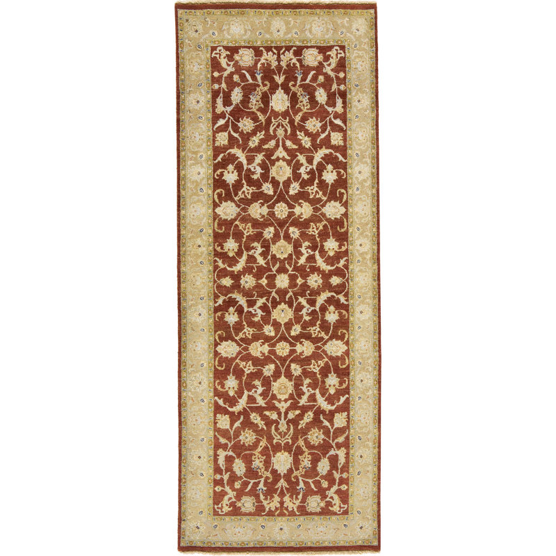 Tapis rouille et beige noué à la main de haute qualité, Tapis de couloir 3 pi x 22 pi