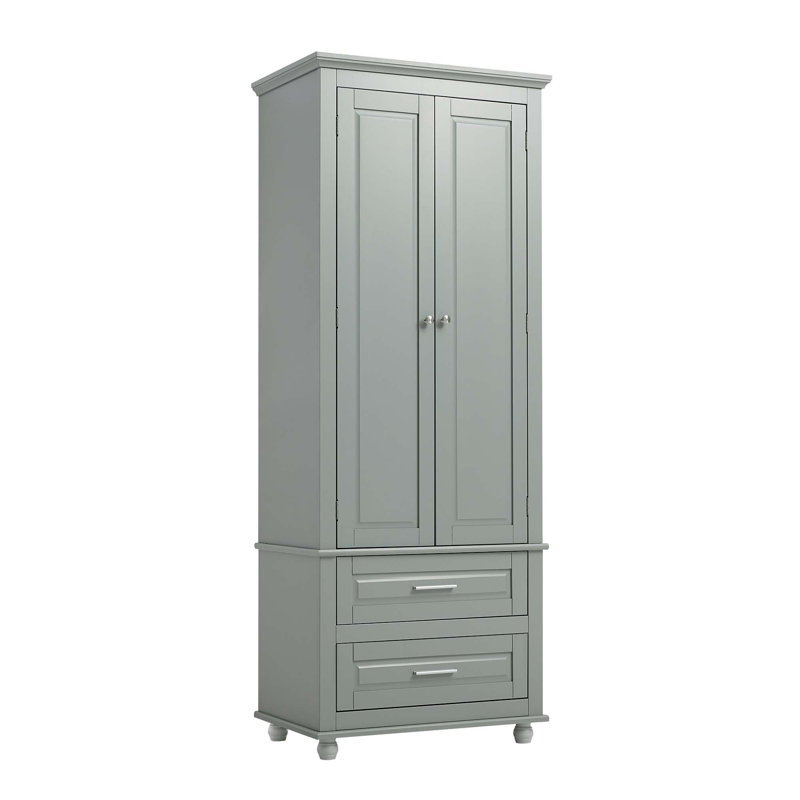 Armoire de rangement autoportante pour salle de bain Rhasaan, Gris
