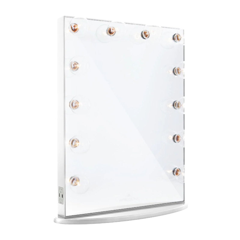 Miroir de coiffeuse Hollywood Glow XL avec 12 ampoules DEL claires, Blanc brillant, H 32 po x l 26,5 po