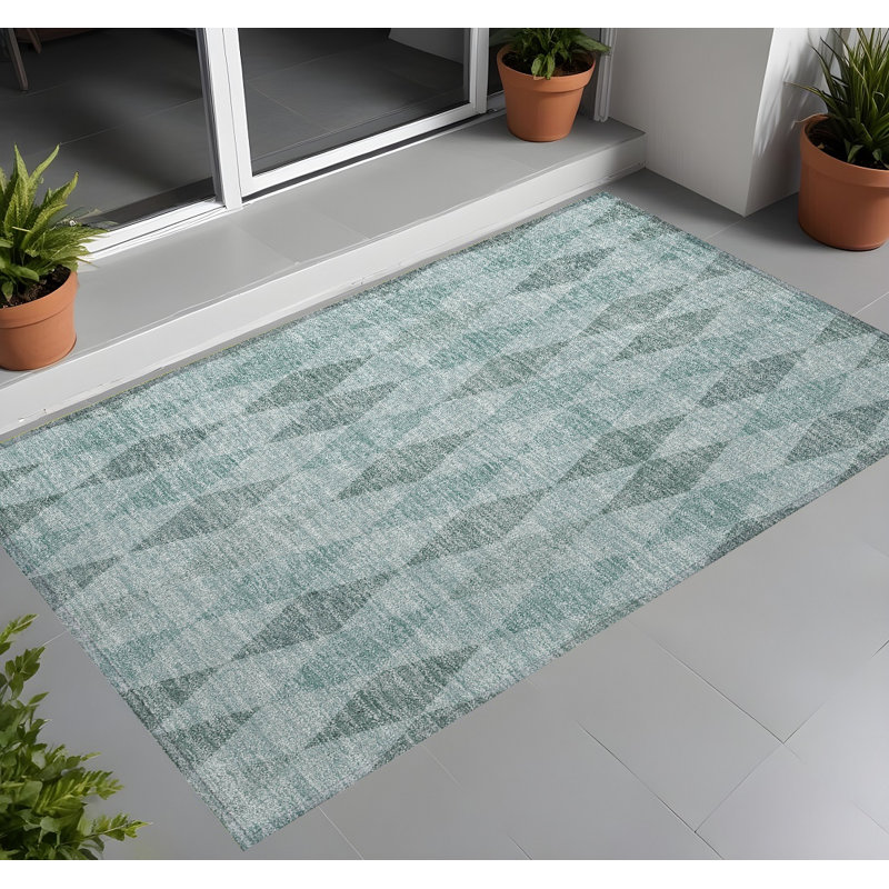 Tapis extérieur antidérapant lavable 3 pi x 5 pi bleu sarcelle