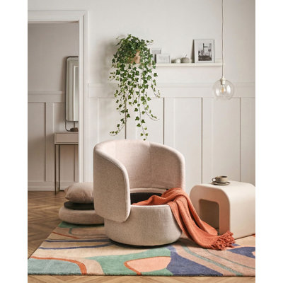 Upholstered Swivel Barrel Chair
