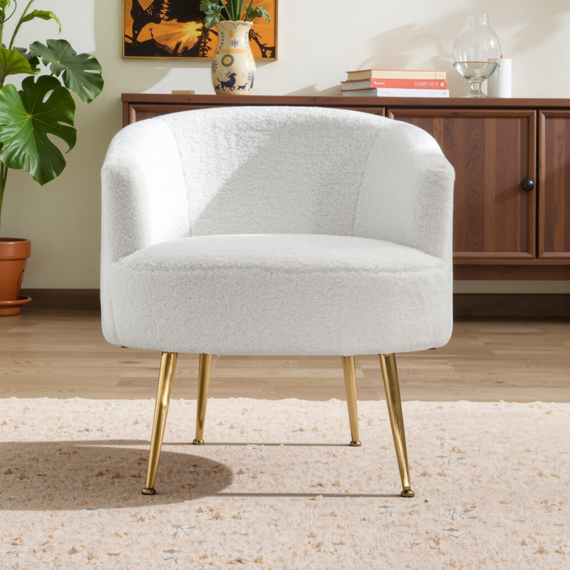 Lyela Upholstered Accent Chair, White Teddy