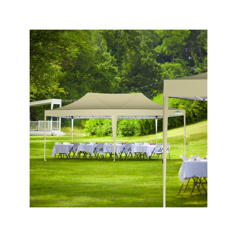 3m x 6m Pop Up Canopy UV50+ Waterproof Party Tent with 6 Sidewalls, Khaki