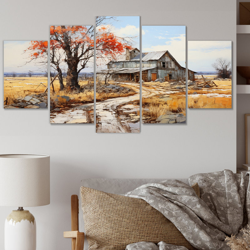 «Countryside Rustic Barn Patchwork II» sur toile, reproduction de 5 pièces