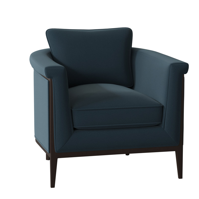 Chalice Upholstered Barrel Chair, Margaret Lagoon, American Walnut