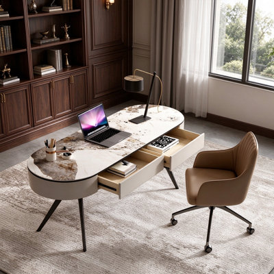Oval Stone Writing Desk