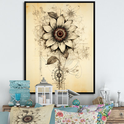 Illustration rétro de marguerite encadrée sur toile