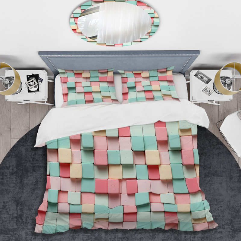 Ensemble de housse de couette Popart Candyland Blocks II, Housse de couette simple + 1 taie décorative stan
