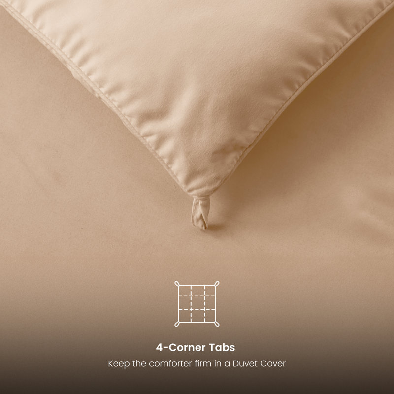 All Season Down Alternative Comforter Microfiber Duvet Insert with Corner Tabs, Queen/Full, Beige