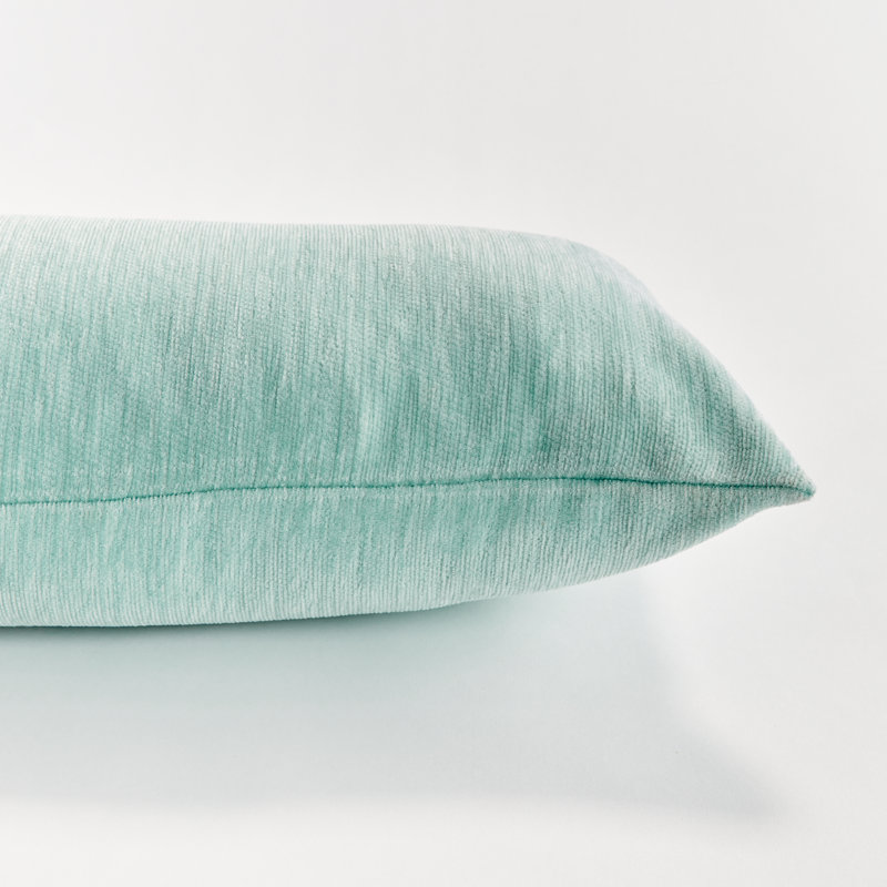 Suri Polyester Indoor/Outdoor Pillow Cover & Insert, 12"H x 22"W, Seafoam/White, Rectangular