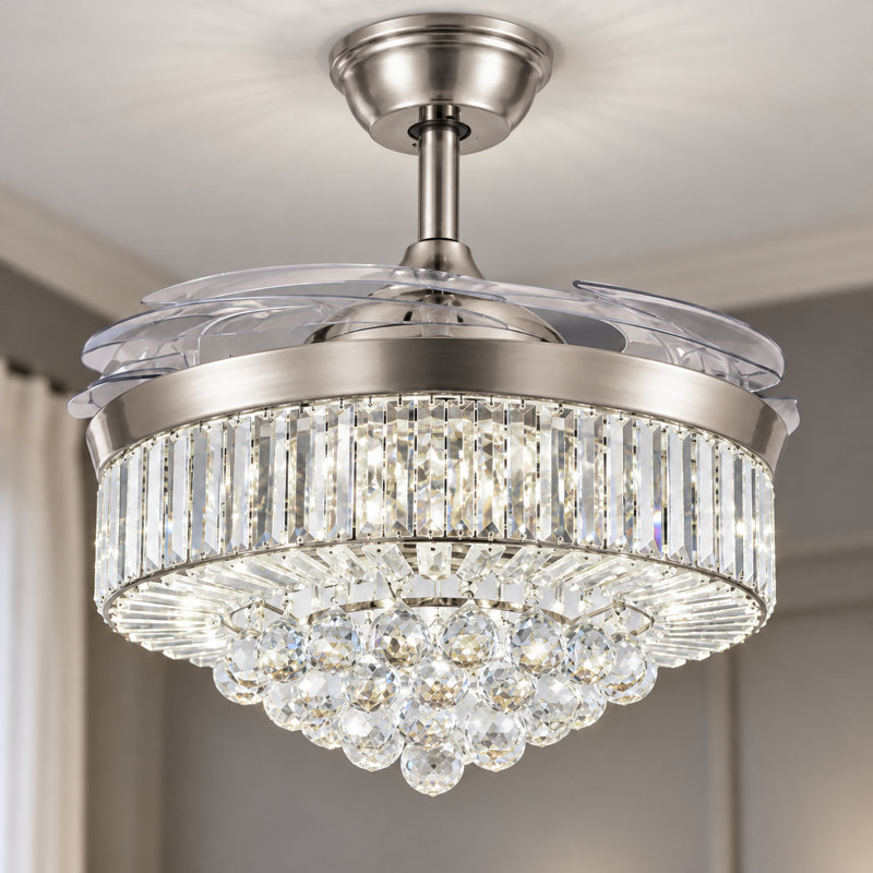 Jadarien Ceiling Fan with LED Lights, Silver