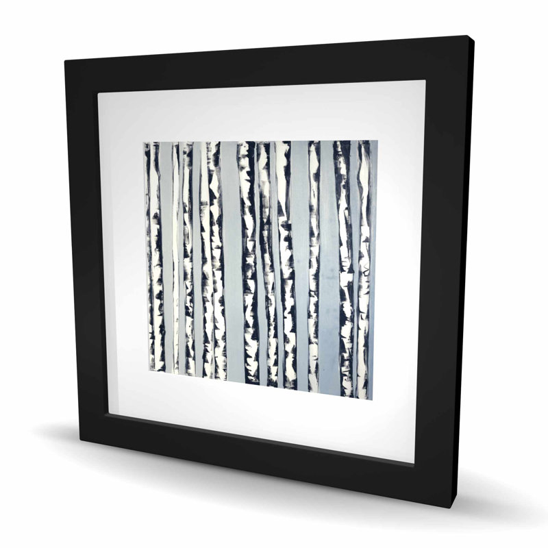 Petits bouleaux - reproduction encadrée contemporaine pour la décoration intérieure, H 16 po x l 16 po
