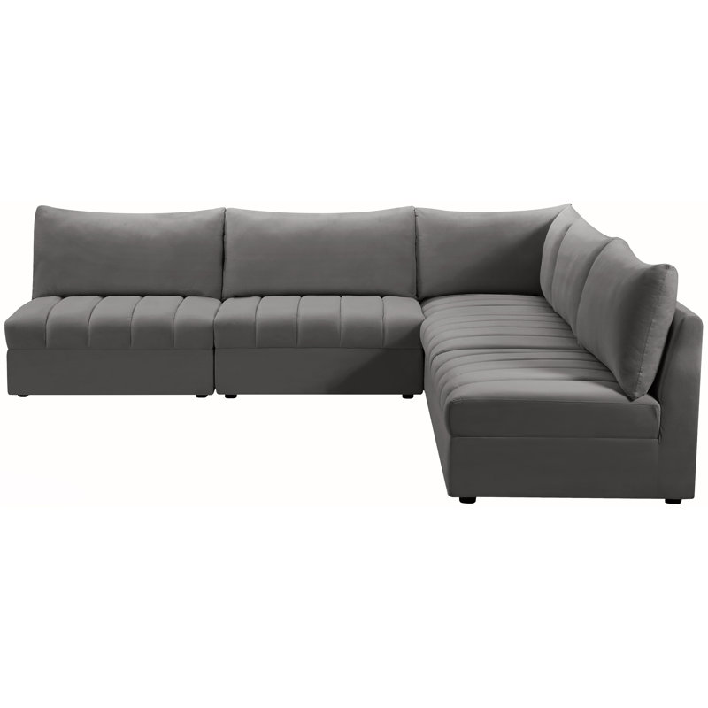 Canapé modulaire en velours réversible de 107 po Ensoll, Velours gris