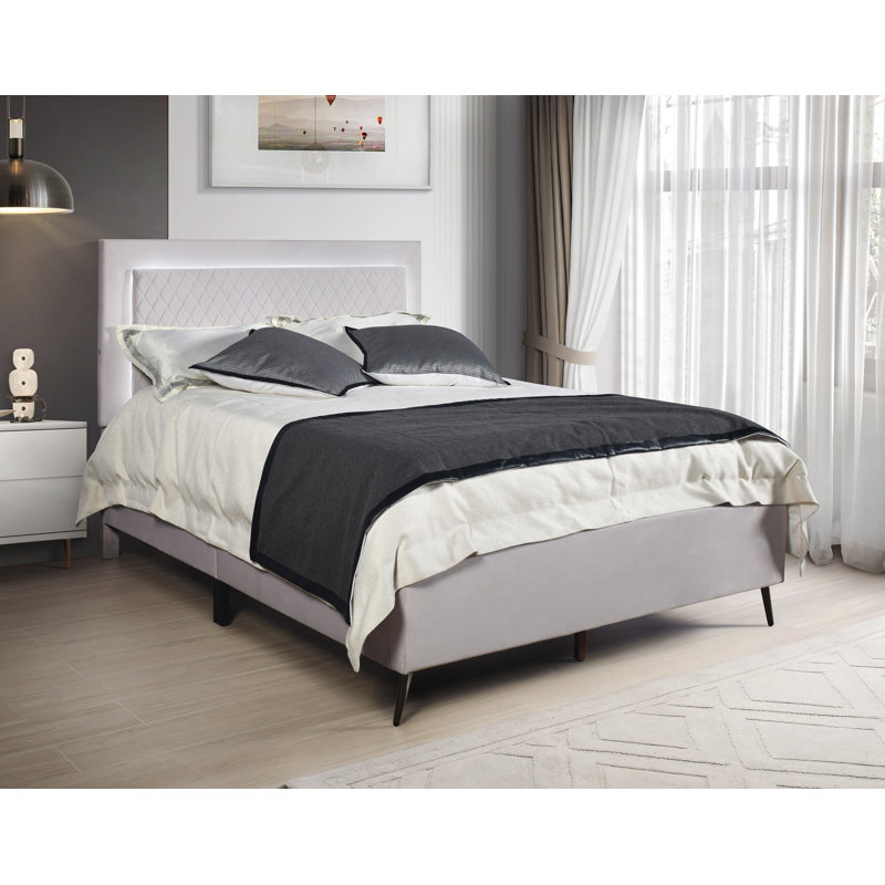 Hui Upholstered Platform Bed, Light Gray, Full