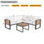 Ensemble de 4 pièces pour la conservation du patio, canapé modulaire en L en métal et bois-1336983873