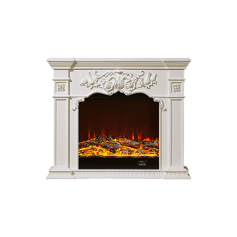 Solid Wood Freestanding Fireplace, White